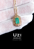 14K GOLD PENDANT SET WITH NATURAL COLOMBIAN 1.23 CT EMERALD