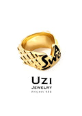 14K GOLD RING SWAG WITH ASANOHA FLOWER HAND ENGRAVE ON BACK SIDE
