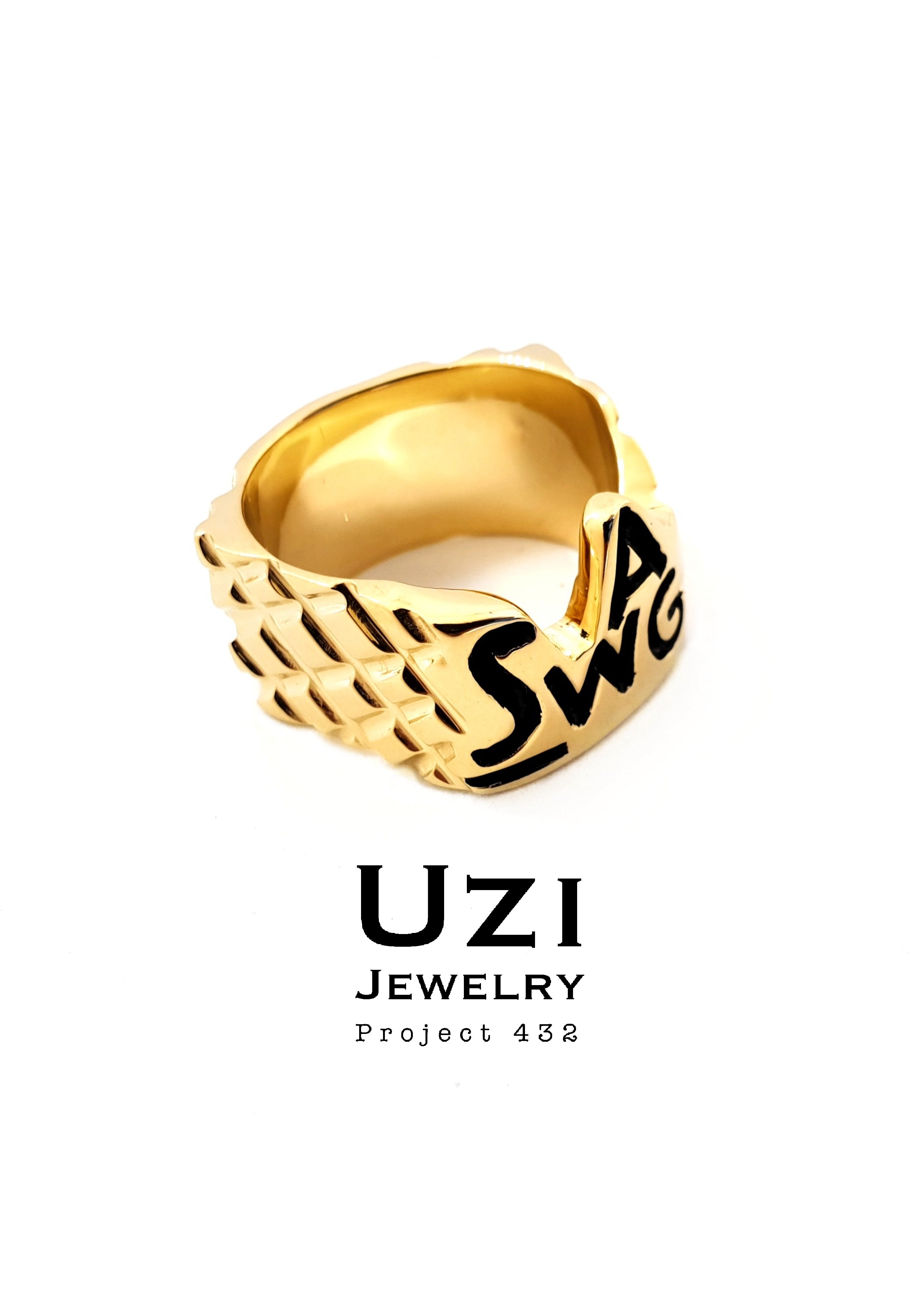 14K GOLD RING SWAG WITH ASANOHA FLOWER HAND ENGRAVE ON BACK SIDE